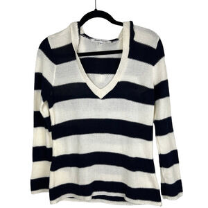 American Rag V-Neck Striped Sweater w Hood Size M